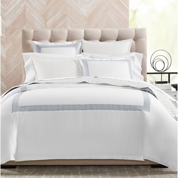 Hudson Park Collection 500TC Embroidered Geo Duvet Cover, Twin - Picture 1 of 5